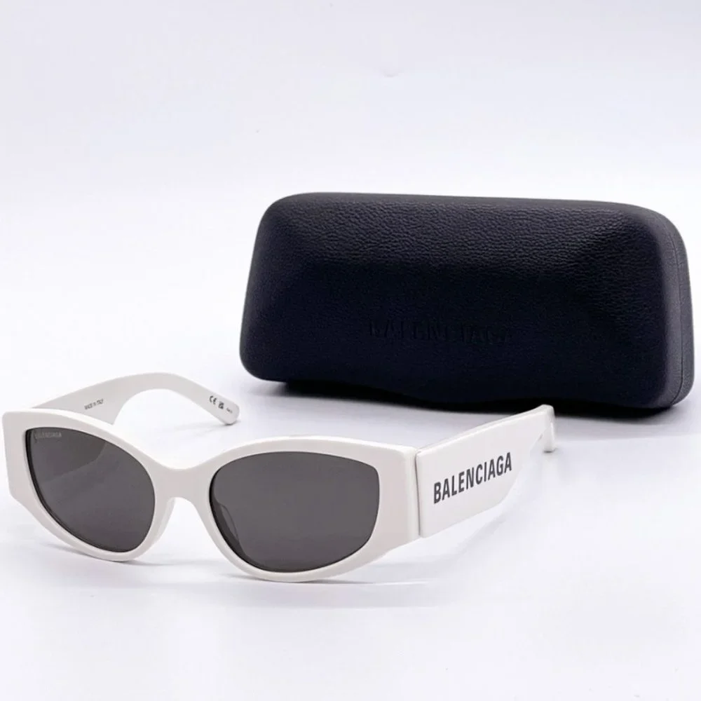 NEW BALENCIAGA BB0258S 003 OVERSIZED WOMEN WHITE SUNGLASSES BALENCIAGA